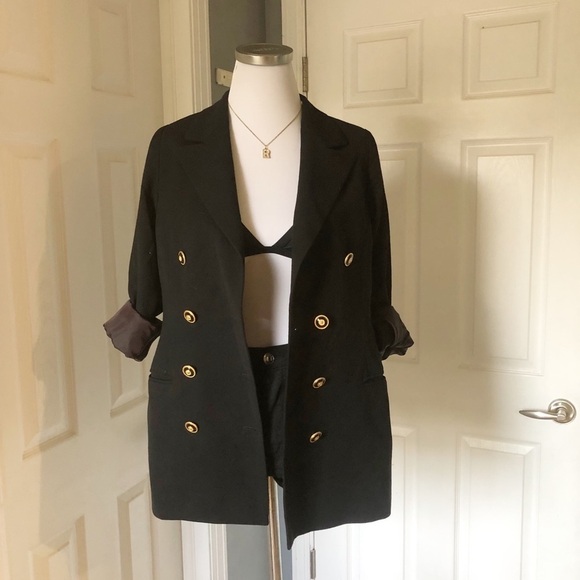 ⚫️ VINTAGE BON GENIE GRIEDER ON TREND MILITARY STYLE BLAZER CHIC​ SIZE 40​ - Picture 5 of 10